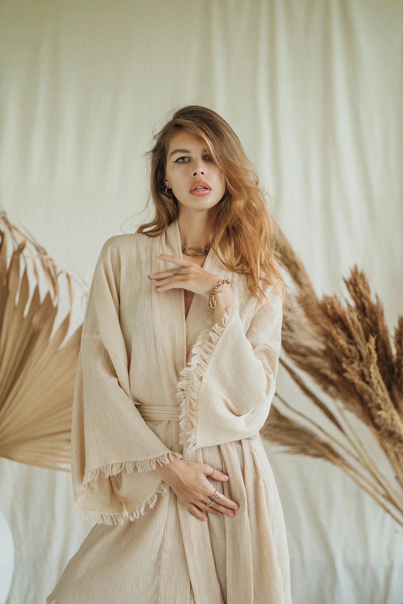 SAVANNA kimono & GIA pants in beige