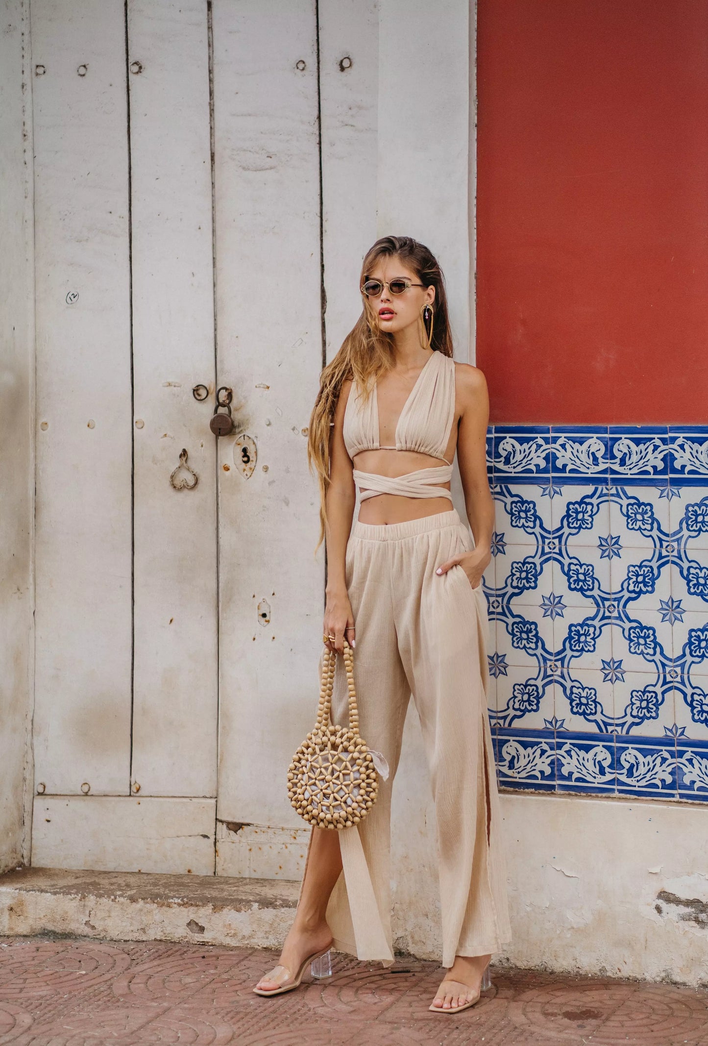 GIA beige palazzo pants