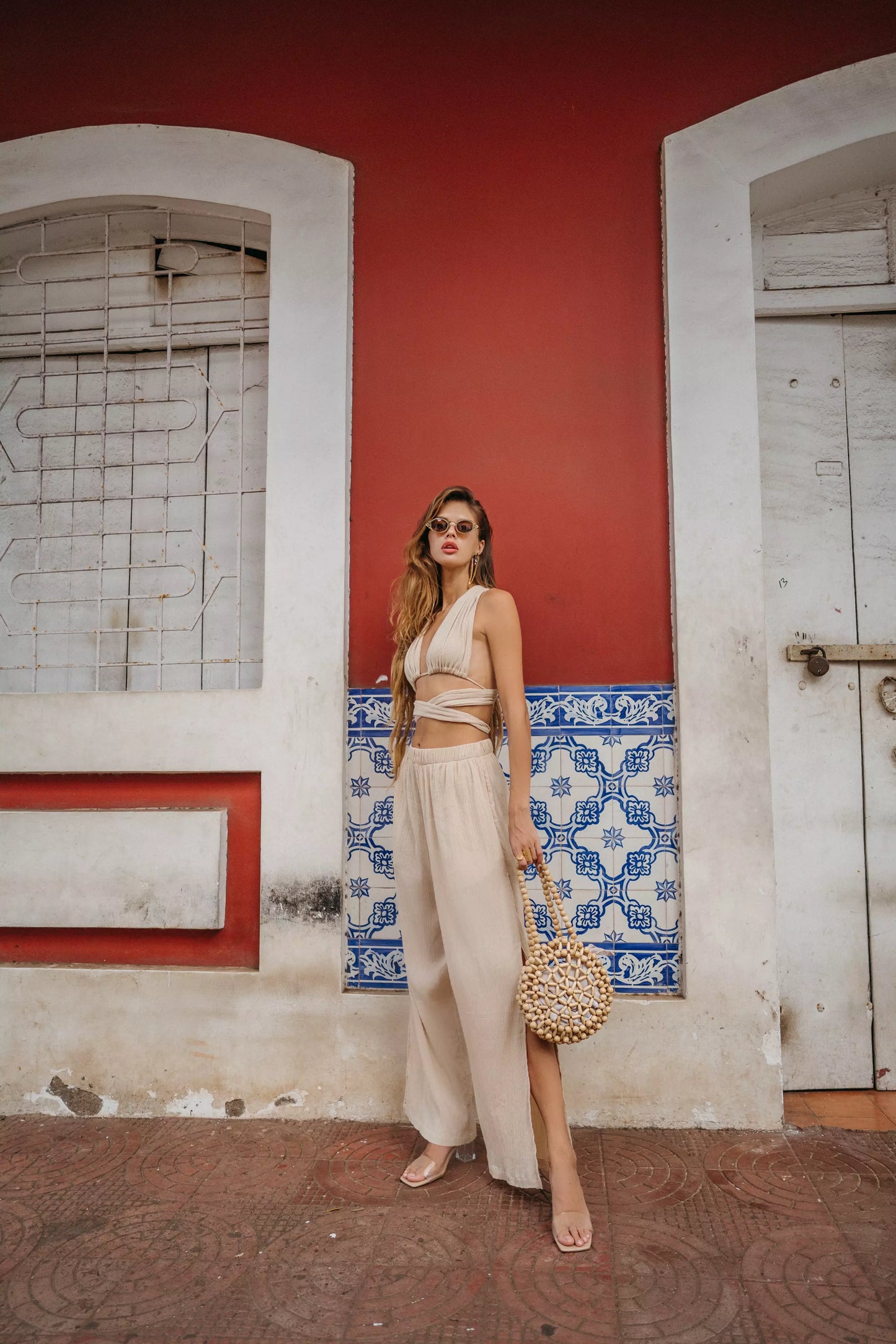 GIA beige palazzo pants