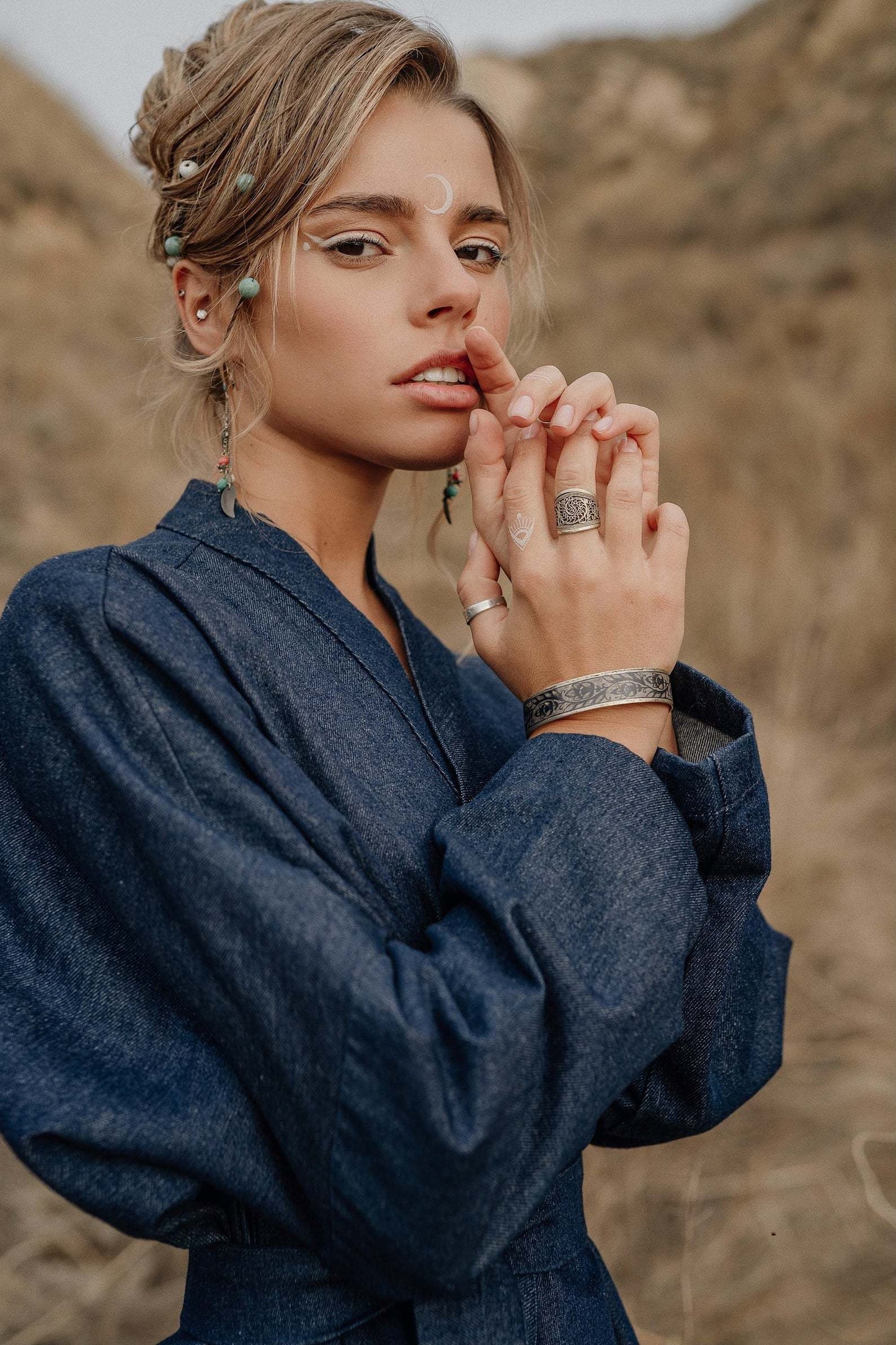 Denim robe kimono
