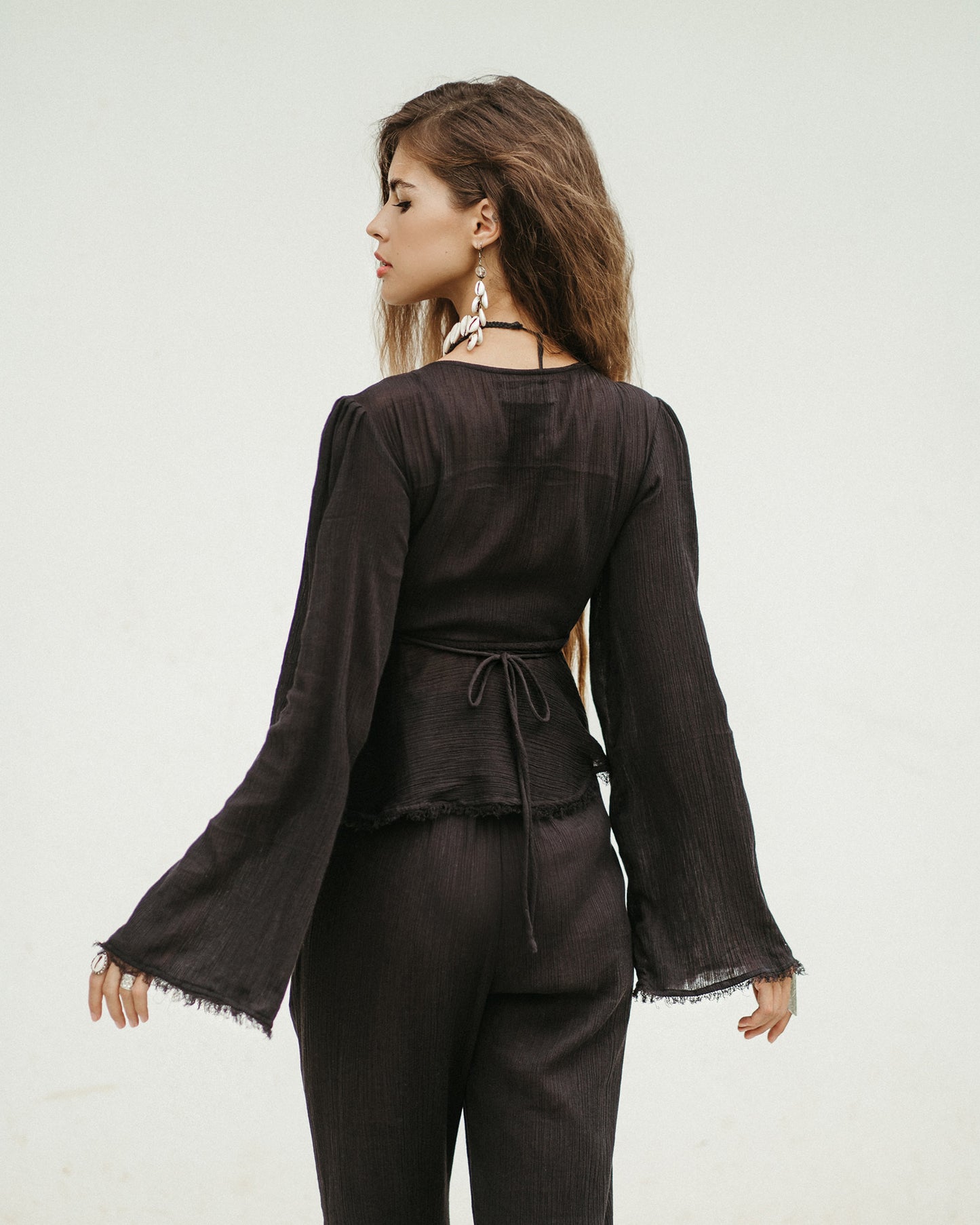 JASMINE top & BLOOMING palazzo pants in black