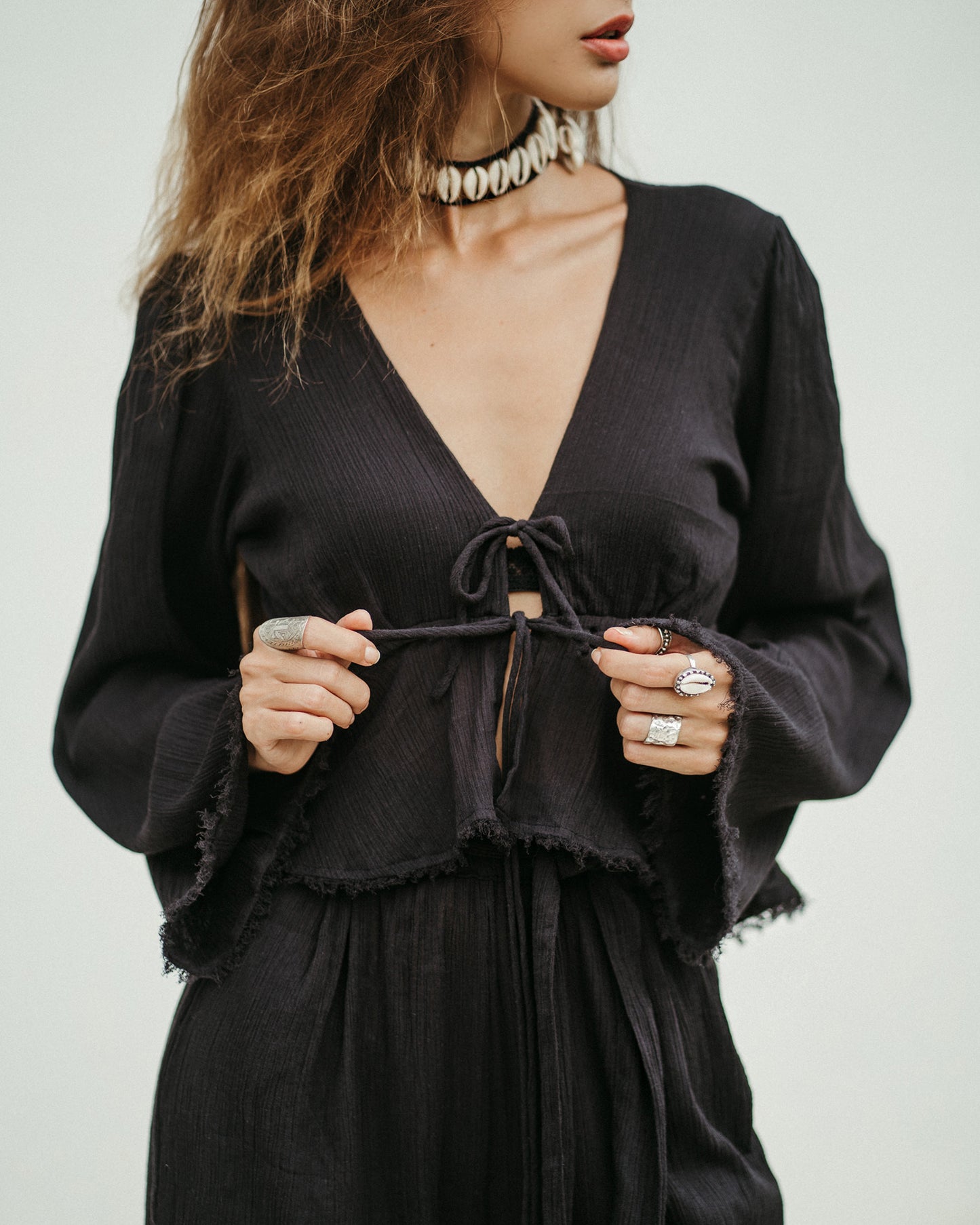 JASMINE black top with fringe