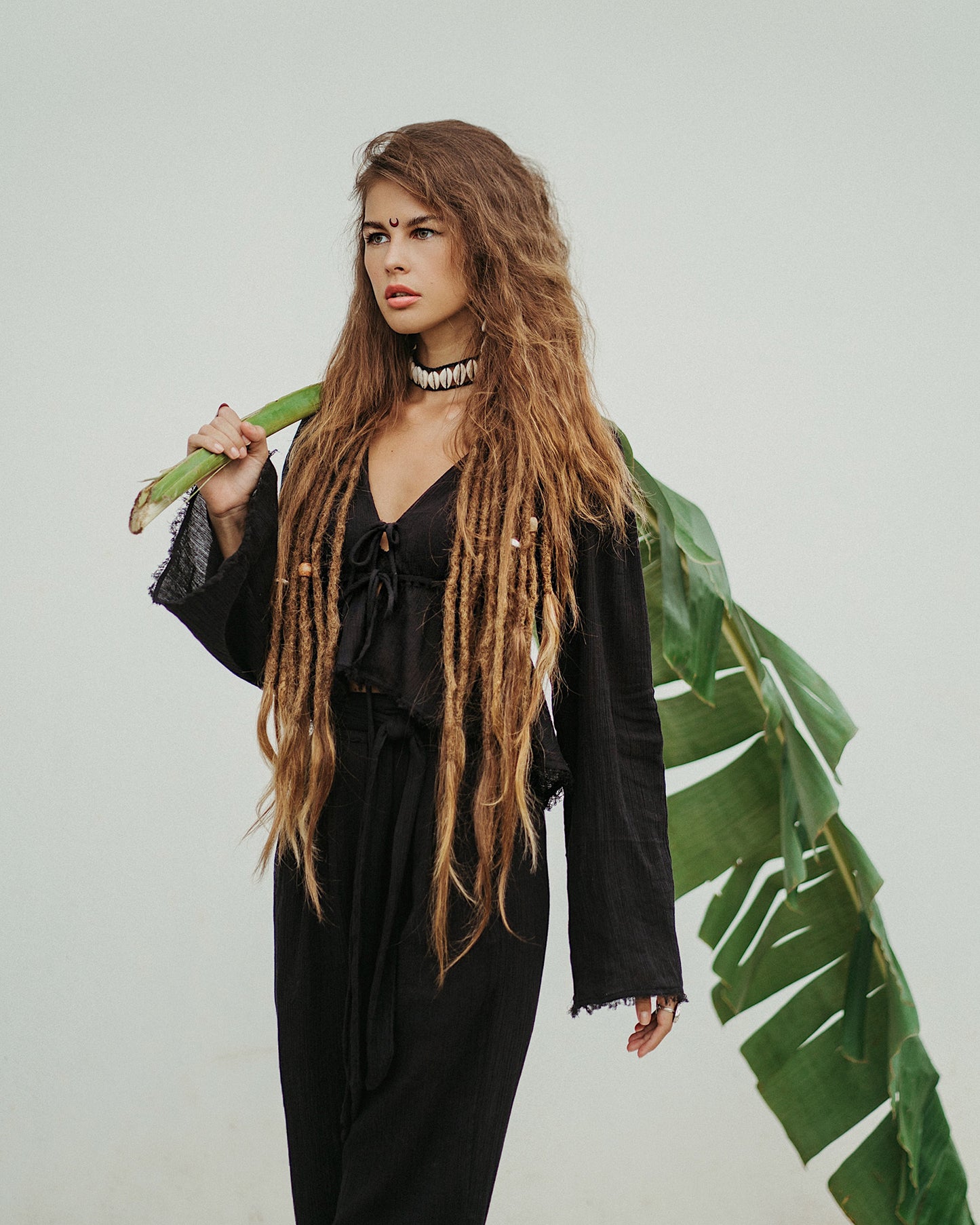 JASMINE top & BLOOMING palazzo pants in black