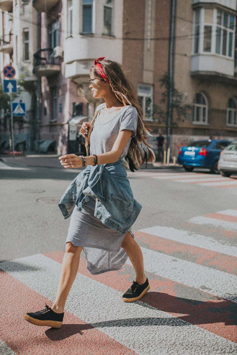 T-shirt jersey dress gray