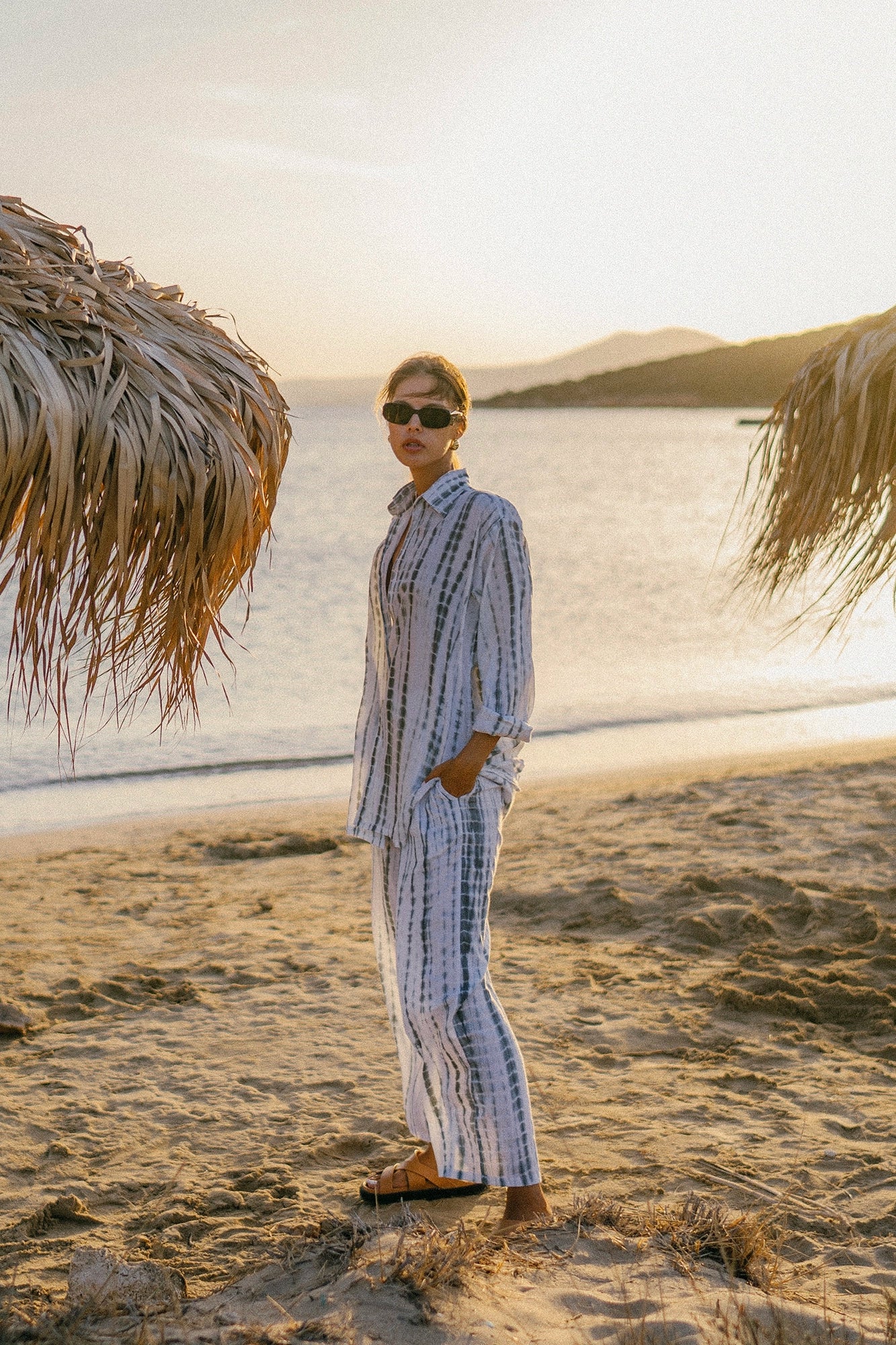 PAROS pants | deep sea striped tie-dye