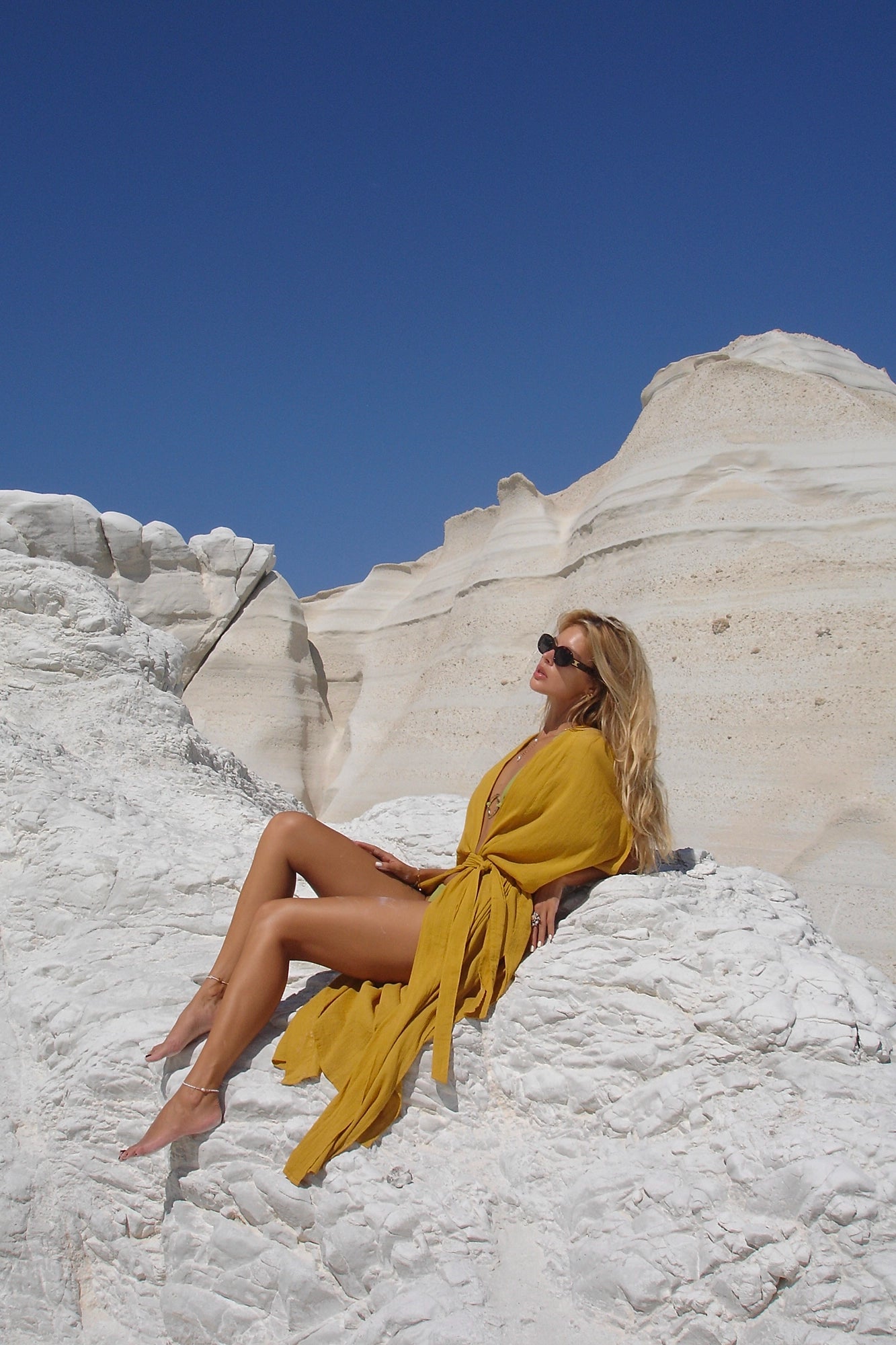 DESERT kimono dress | mustard