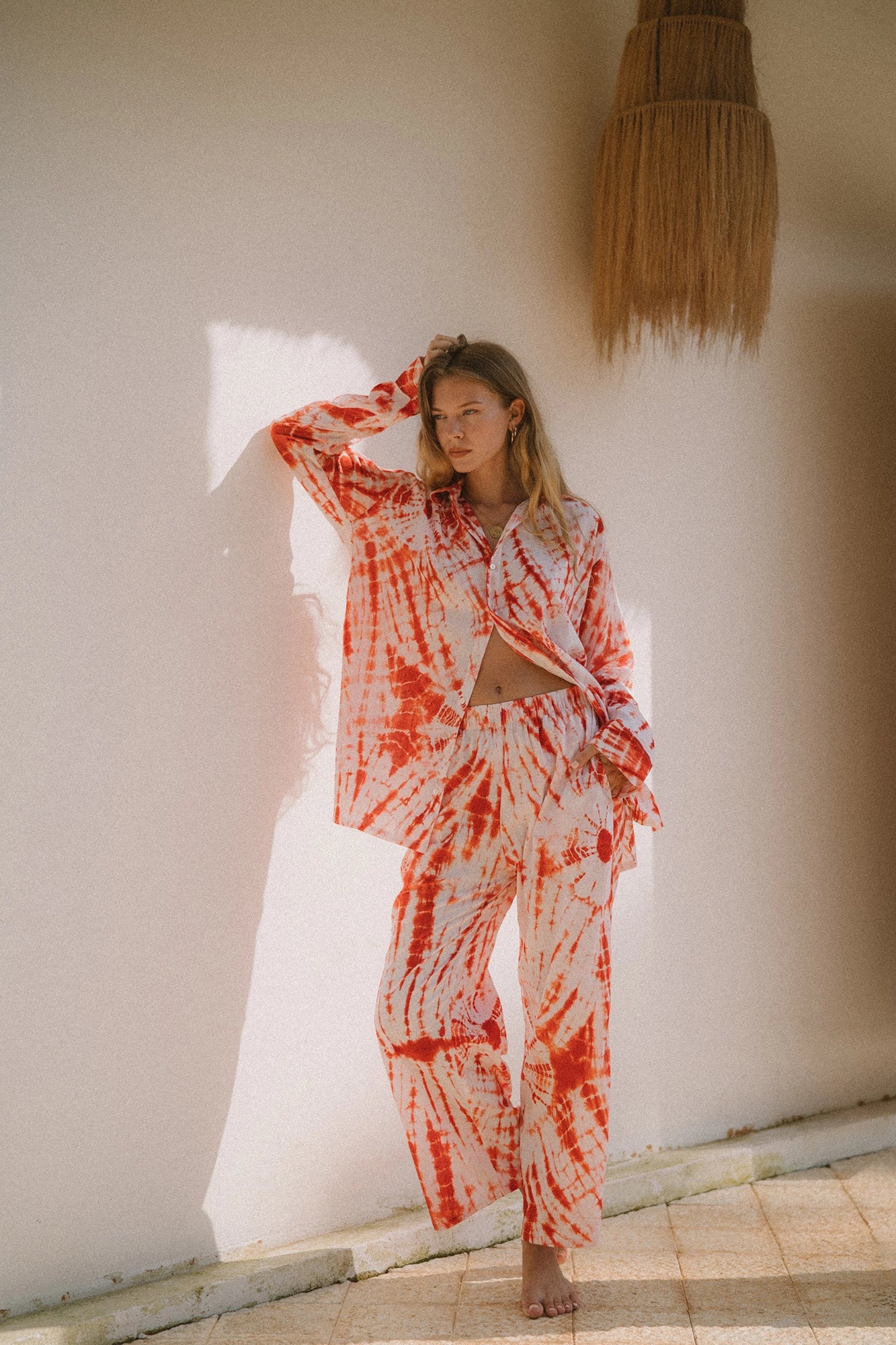 PAROS shirt | hand tie-dyeing red