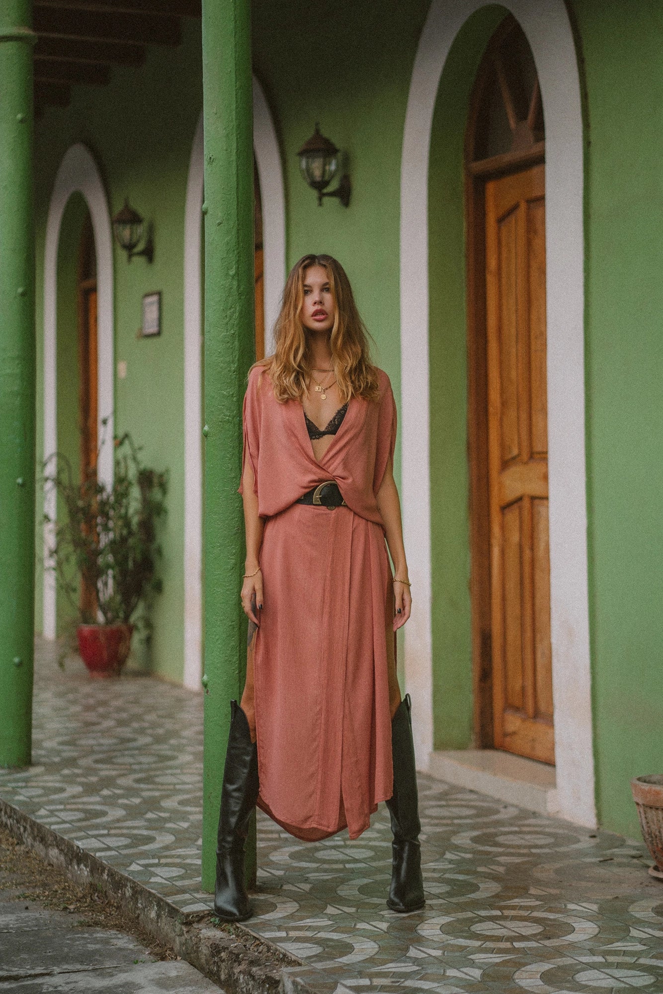 DESERT kimono dress | peach