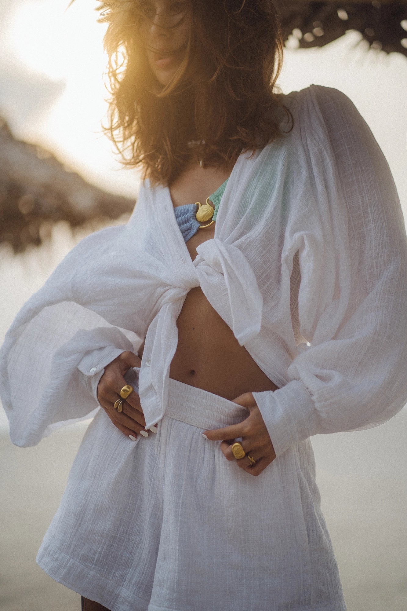 MIA SET blouse & shorts | textured cotton