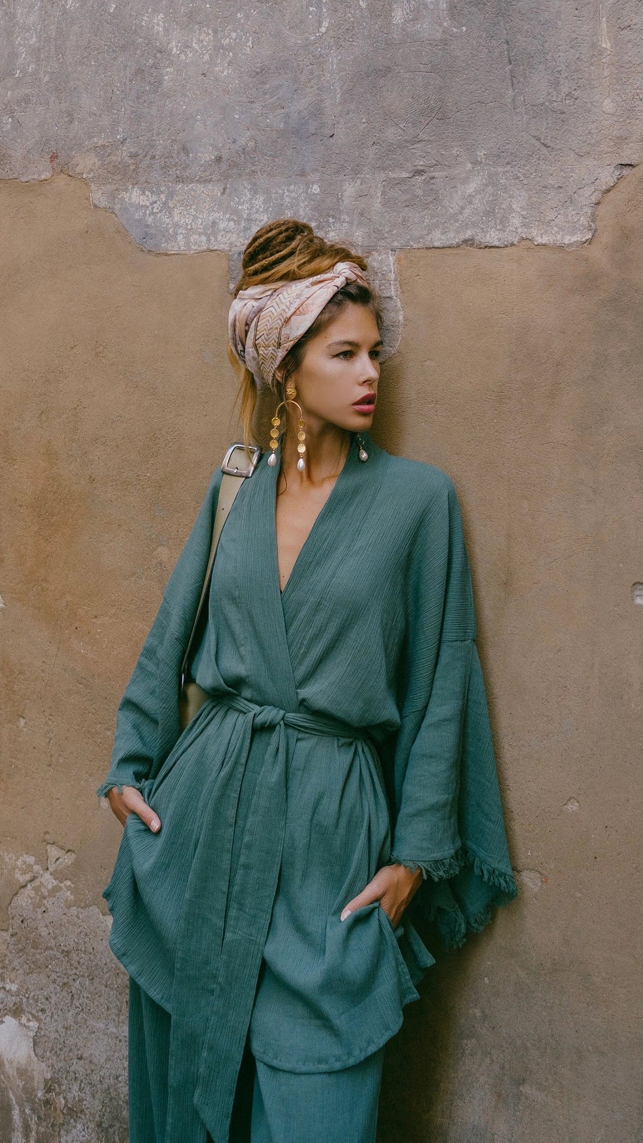 SAVANNA ocean green kimono