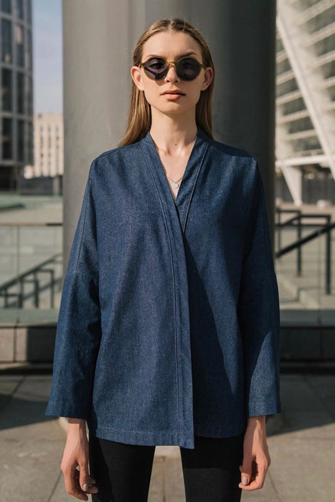 Denim robe kimono