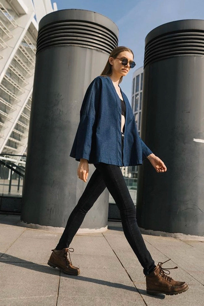 Denim robe kimono