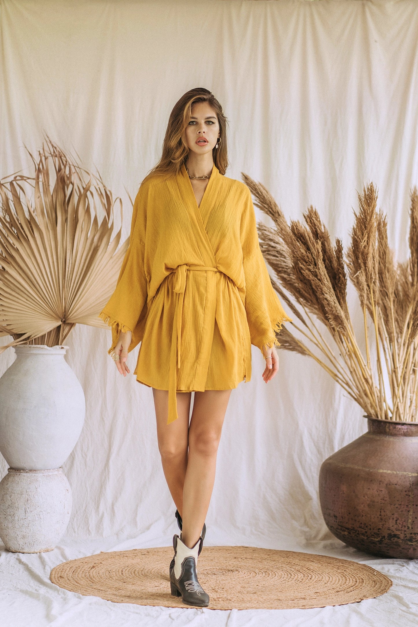 SAVANNA Mustard kimono