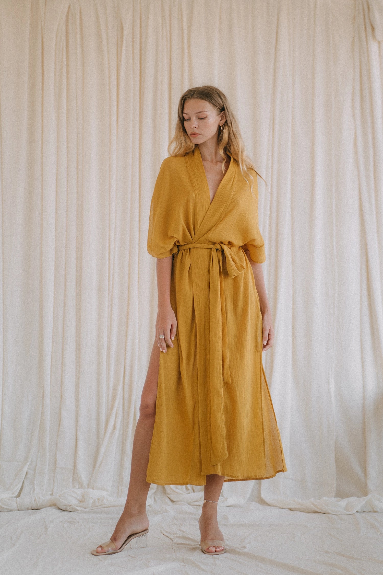DESERT kimono dress | mustard