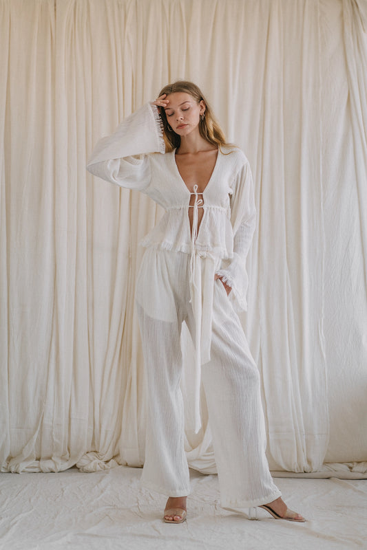BLOOMING off-white palazzo pants (Made to Order)