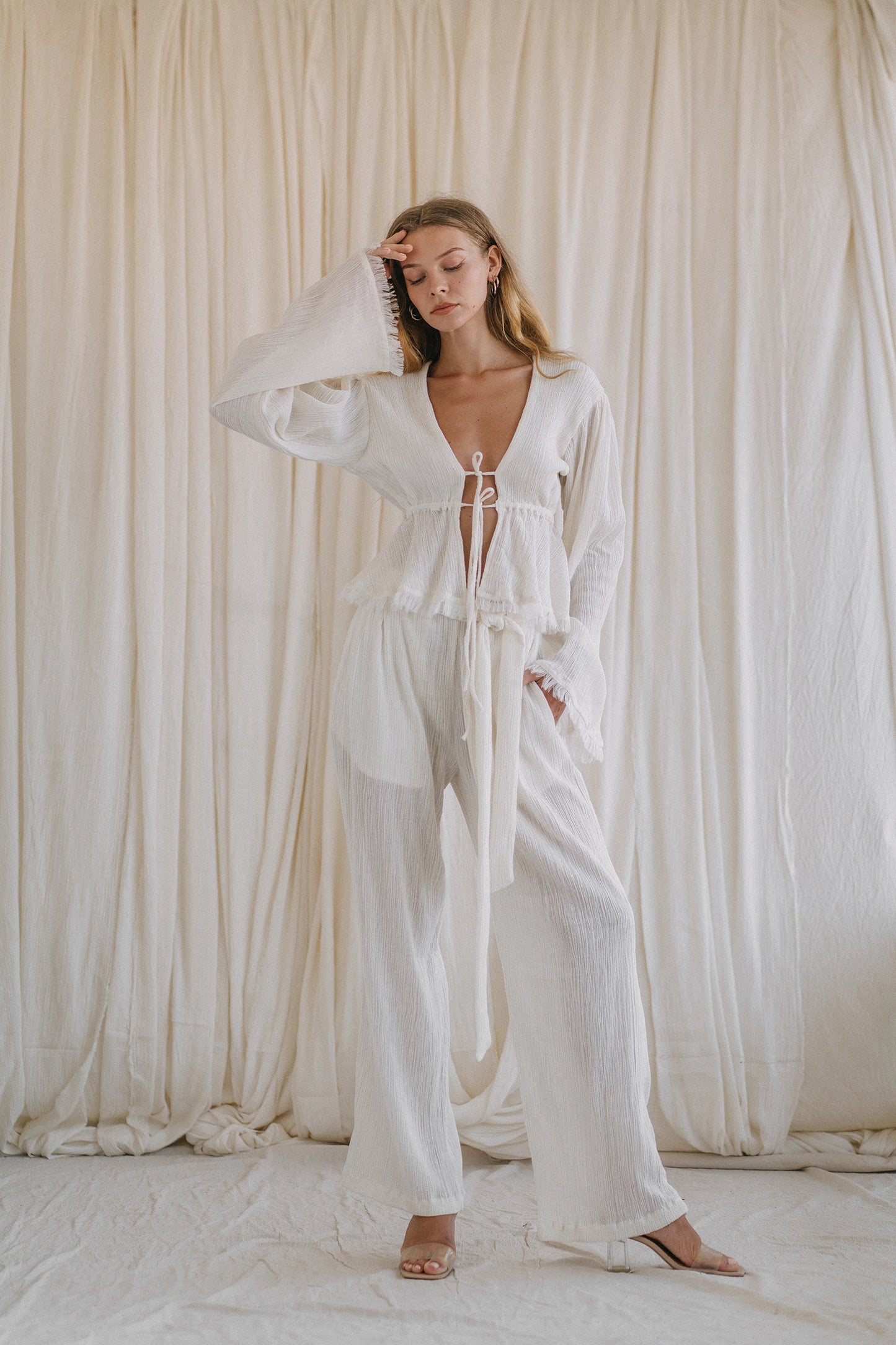 BLOOMING off-white palazzo pants (Made to Order)