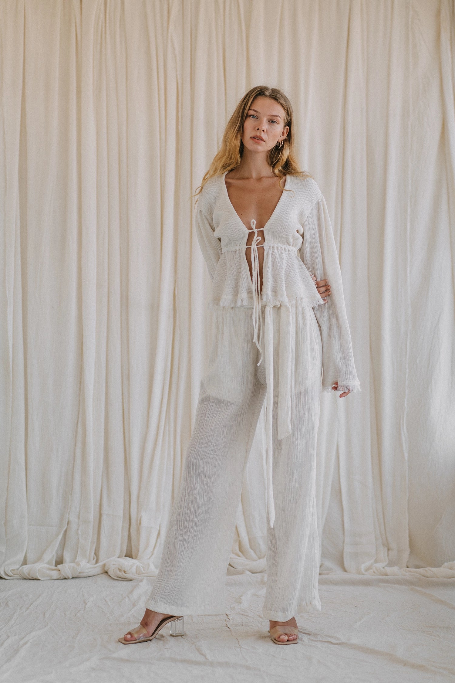 BLOOMING off-white palazzo pants