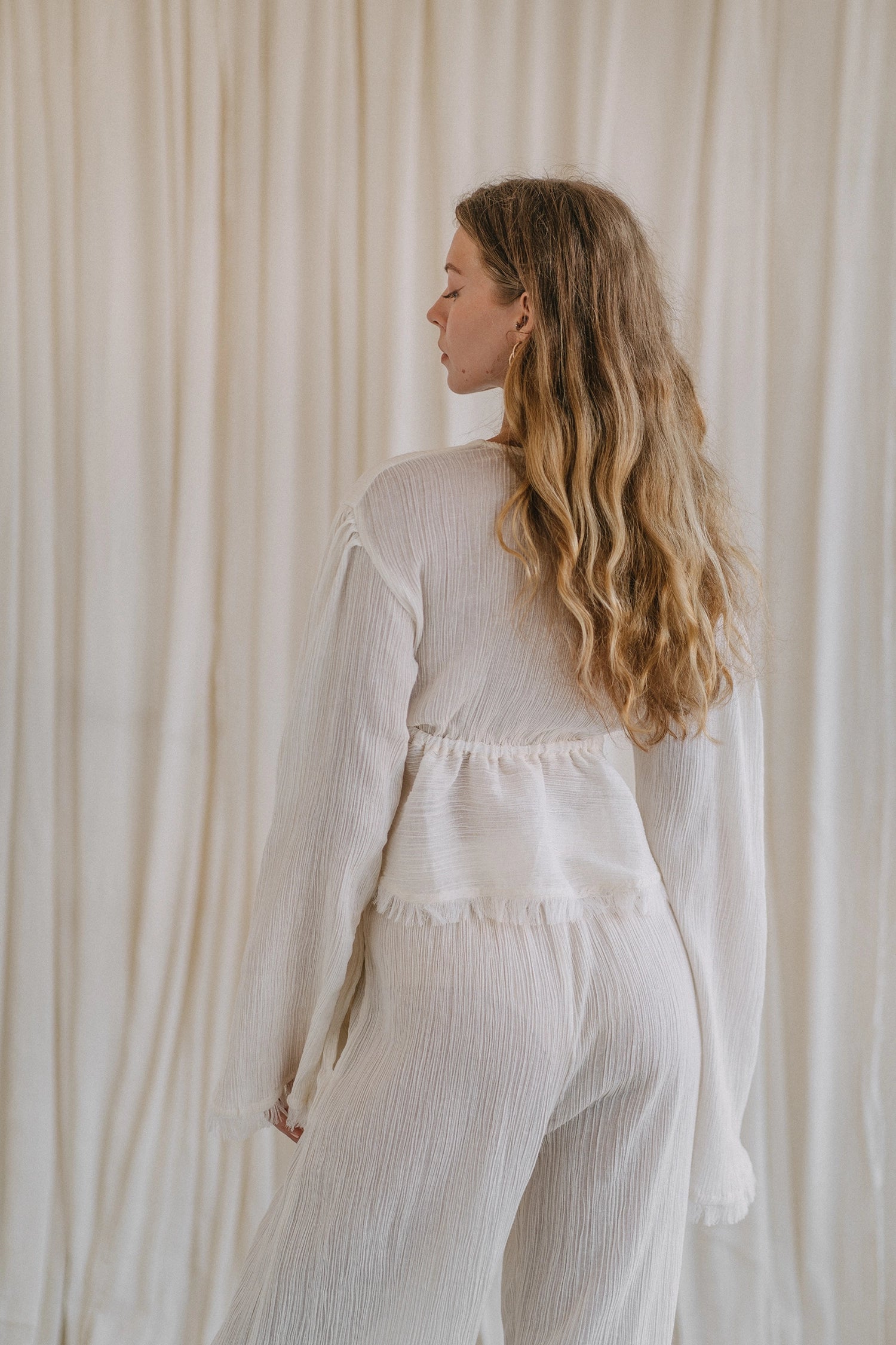 JASMINE fringed top in off-white