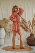 POPPY peach boho dress