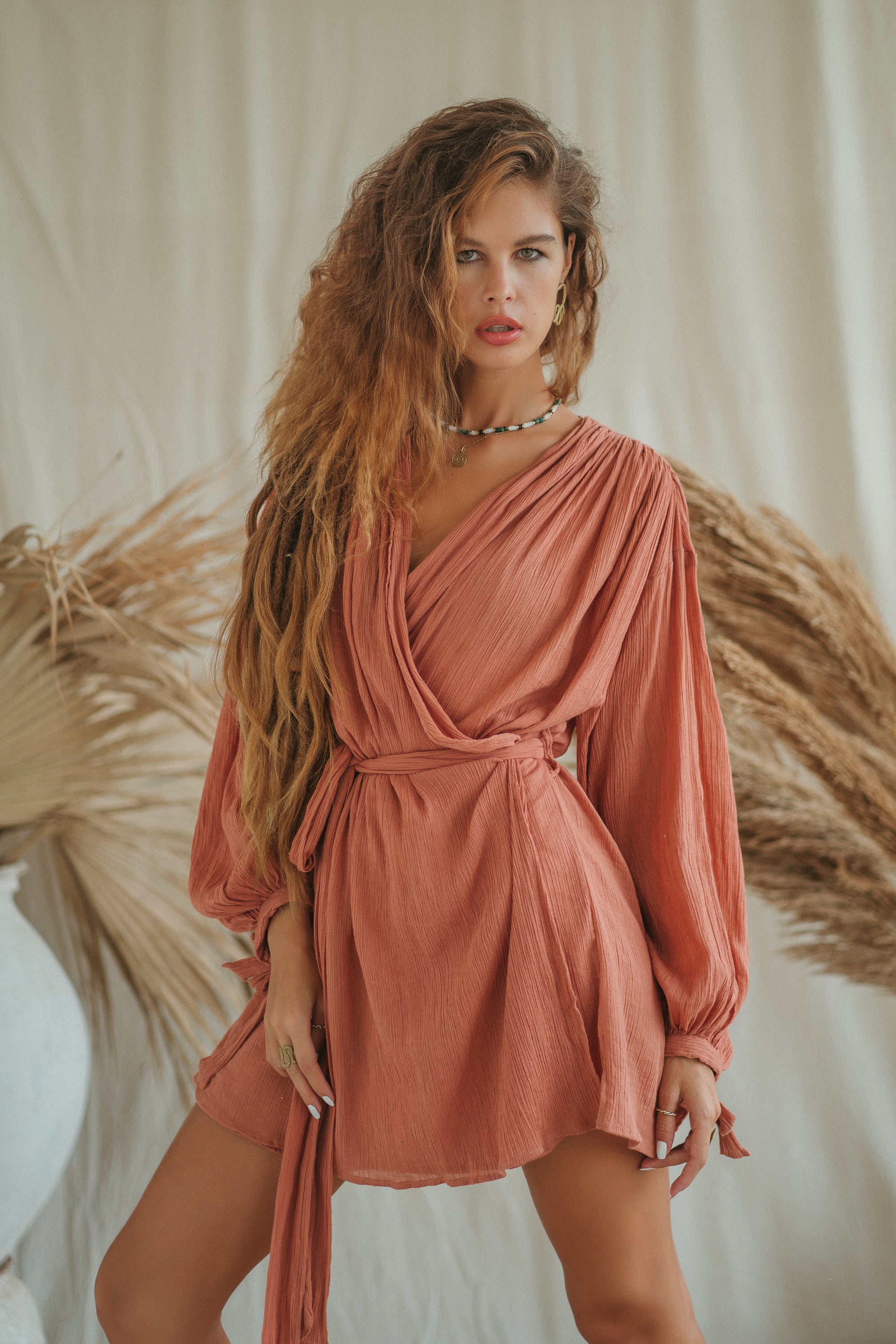 POPPY peach boho dress