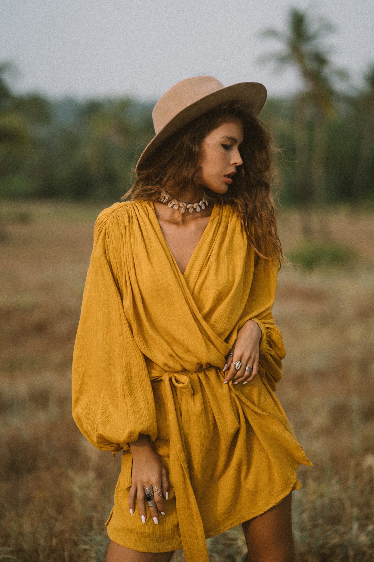 POPPY mustard boho dress