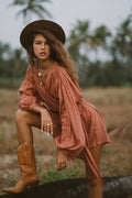 POPPY peach boho dress