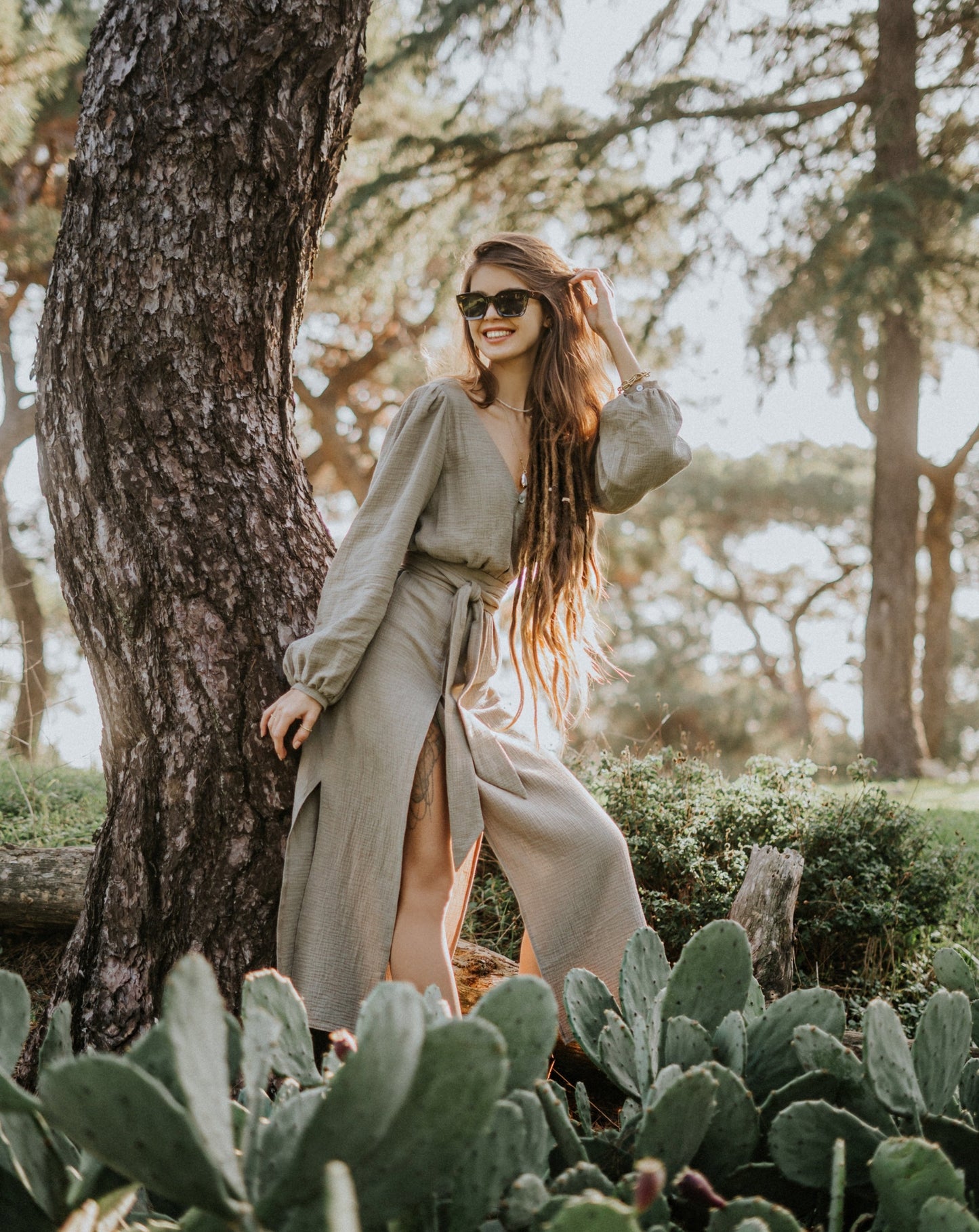 VENICE | Bohemian olive maxi dress