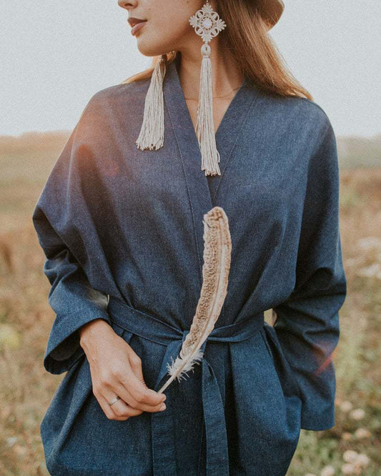 Denim robe kimono