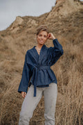 Denim robe kimono