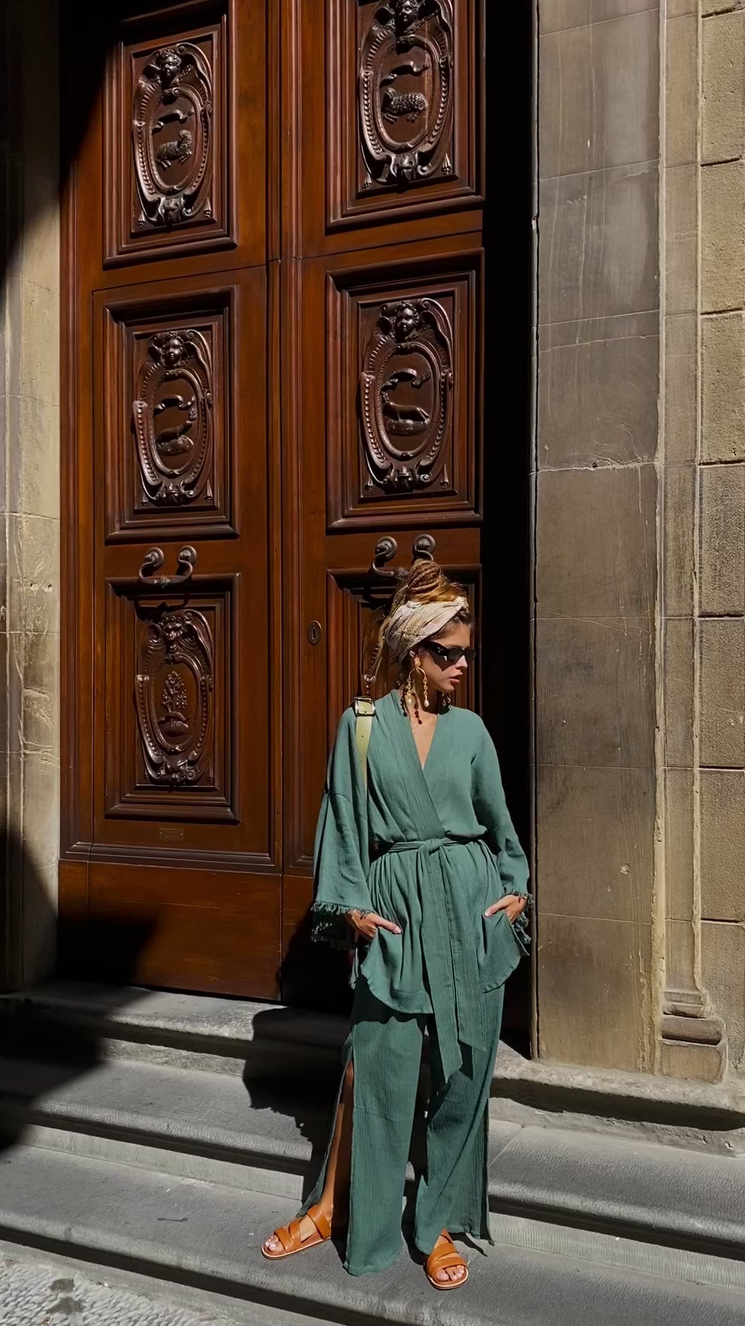 SAVANNA ocean green kimono