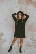 Sweaterdress. Long sweater, knit black dress