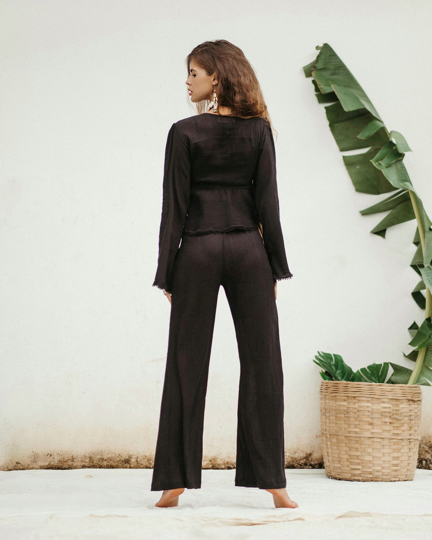 JASMINE top & BLOOMING palazzo pants in black