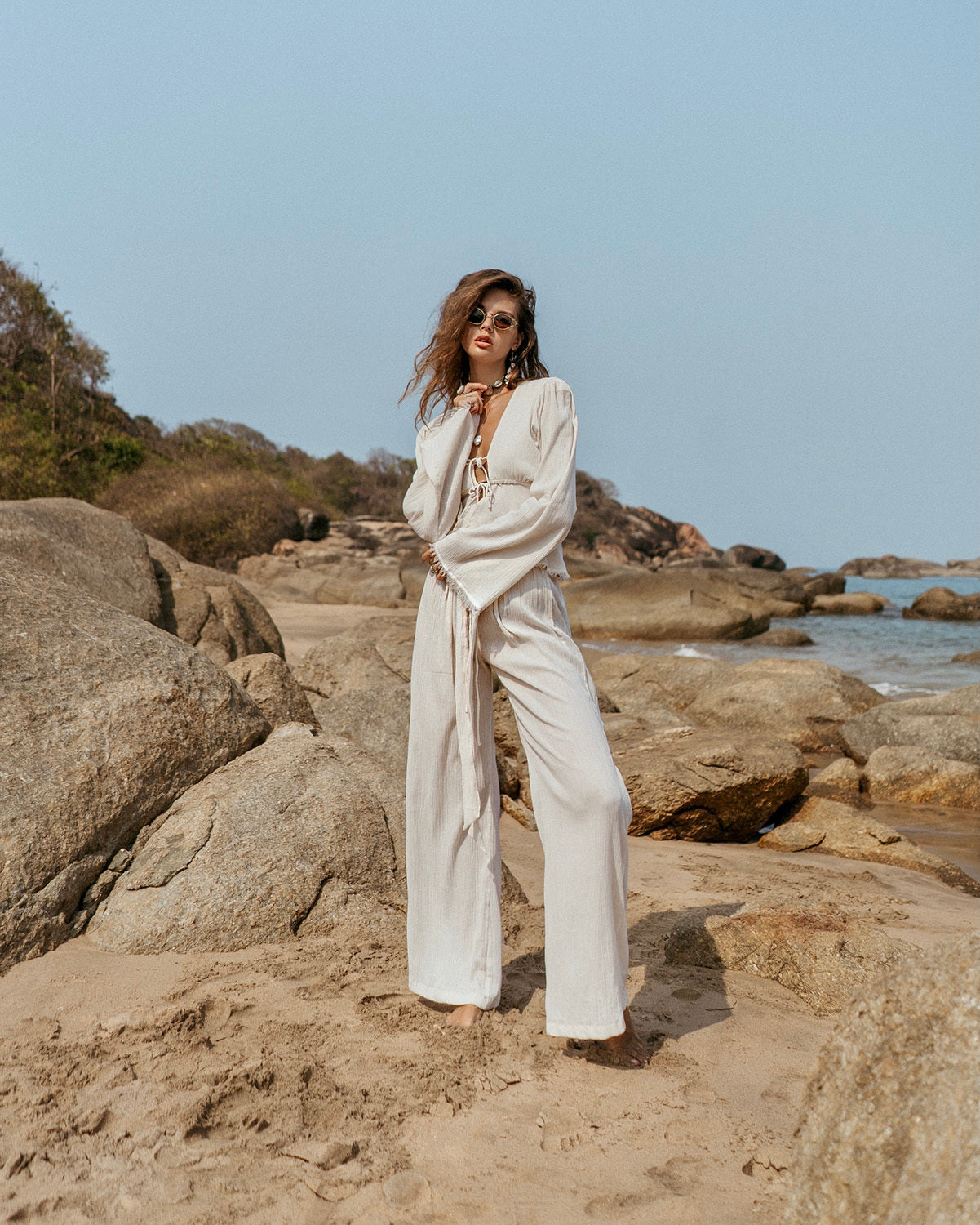 JASMINE fringed top in off-white