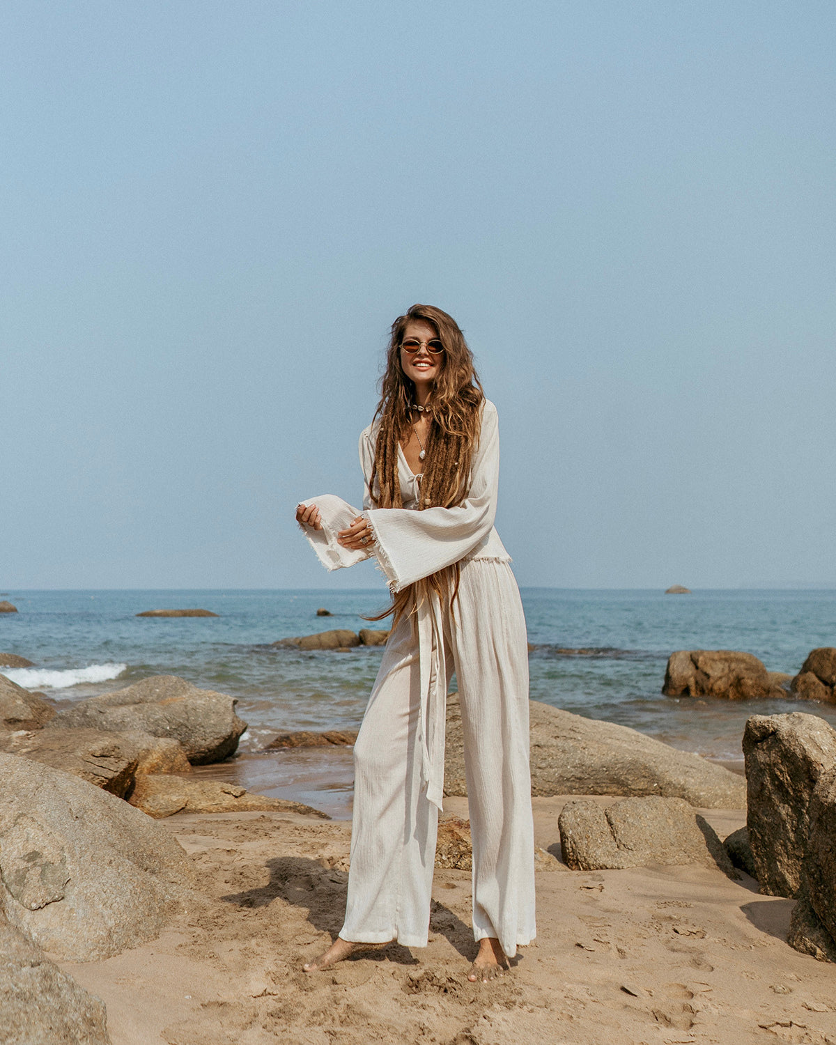 JASMINE fringed top in off-white