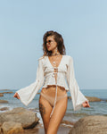 JASMINE fringed top in off-white