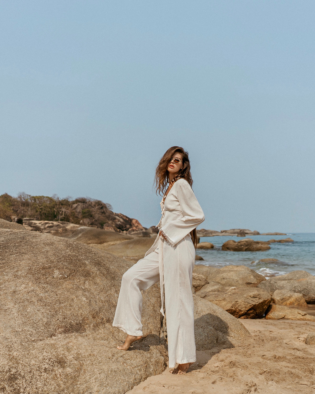 JASMINE fringed top in off-white