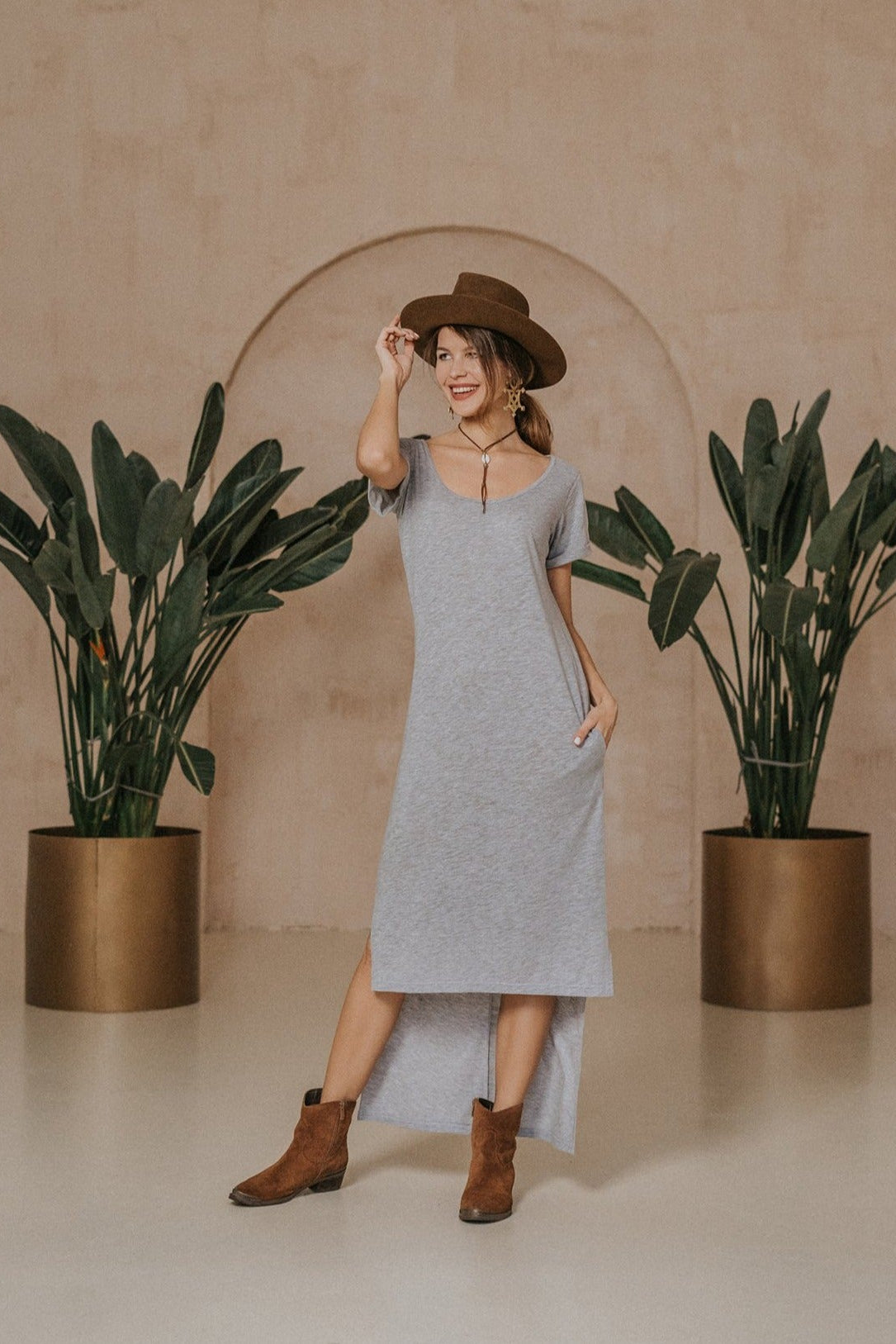 T-shirt jersey dress gray