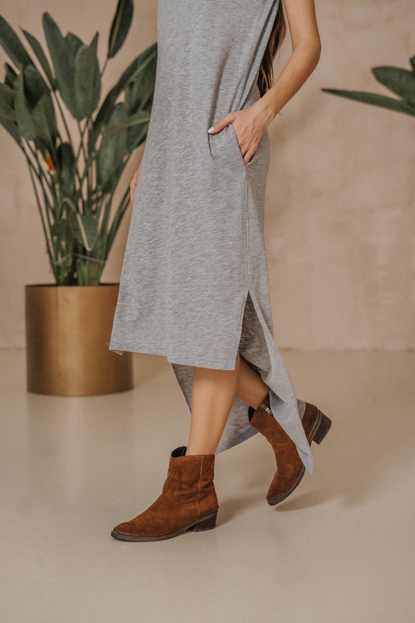 T-shirt jersey dress gray